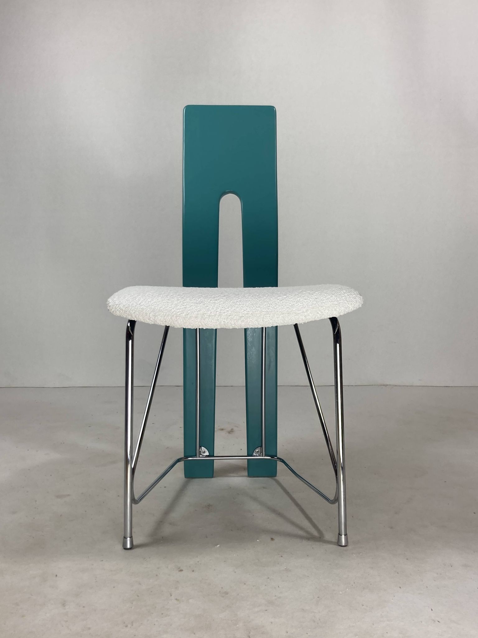 Set of 6 Memphis dining chairs in bouclé, 1980s