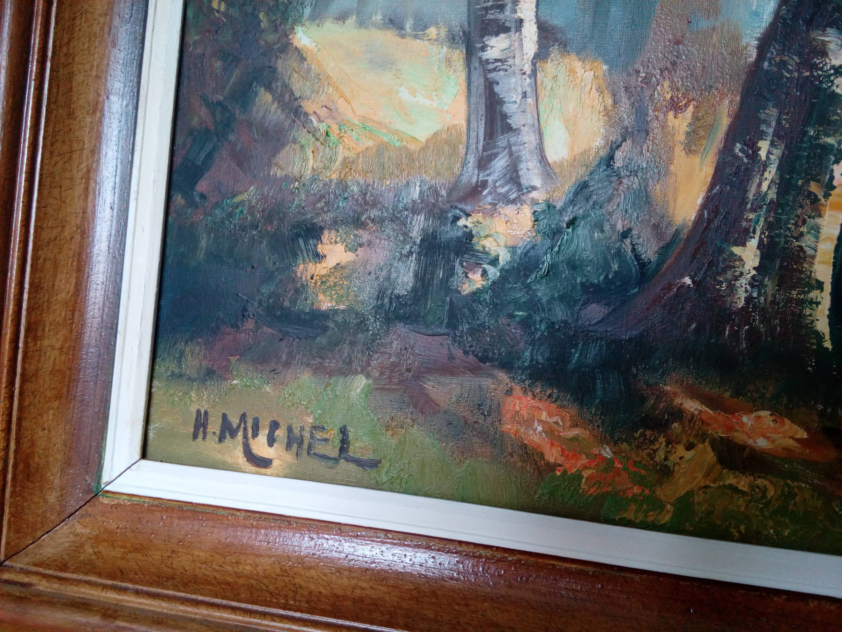 Autumn landscape painting oil on canvas signed H.Michel