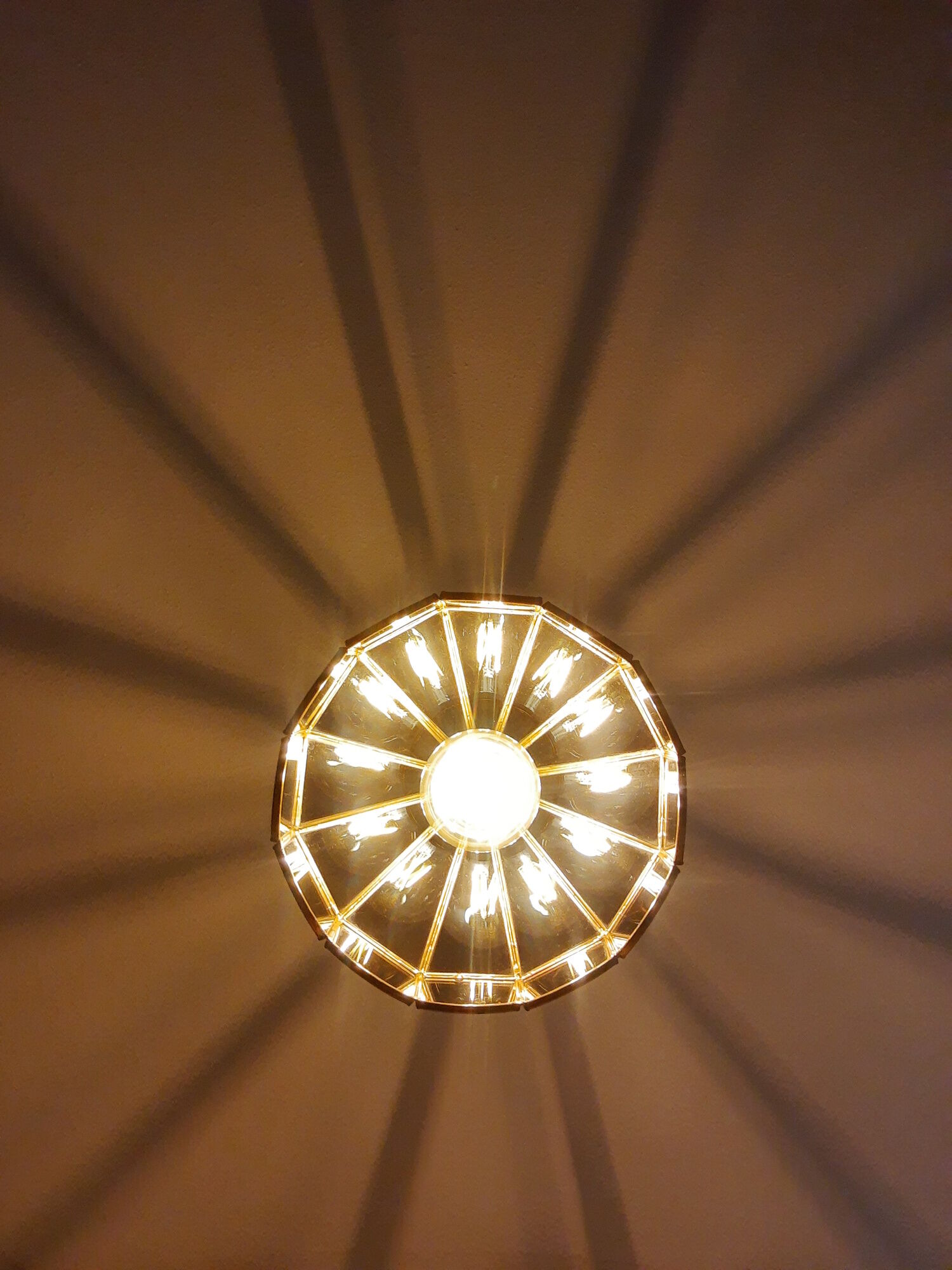 Brass suspension and smoked glass - vintage