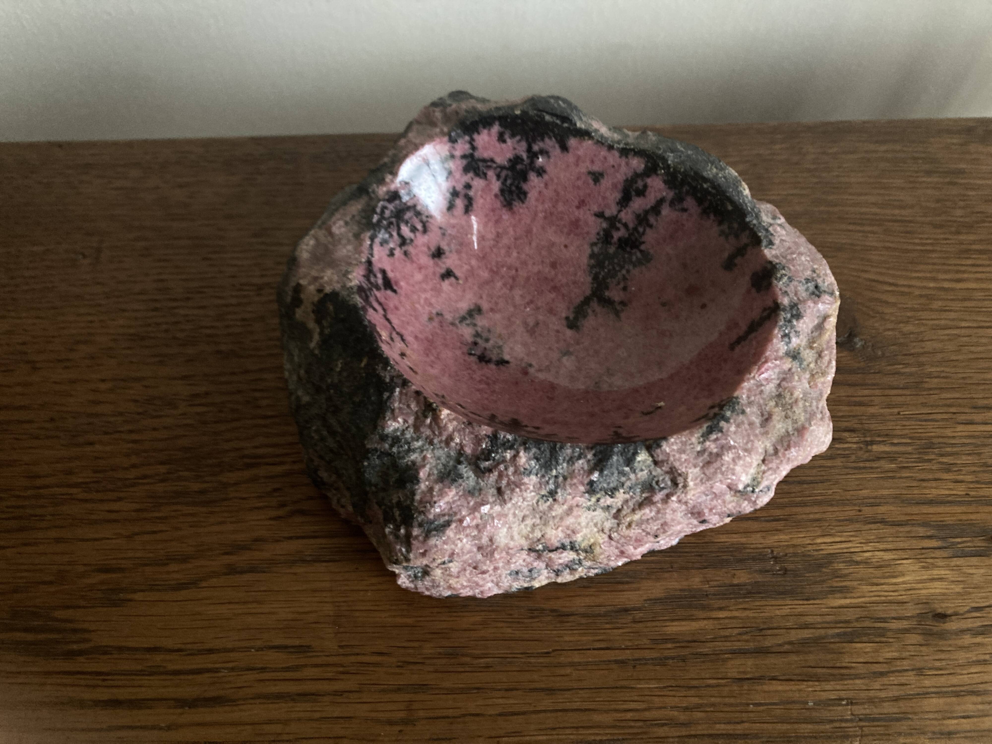 Raw pink marble trinket tray, 1970