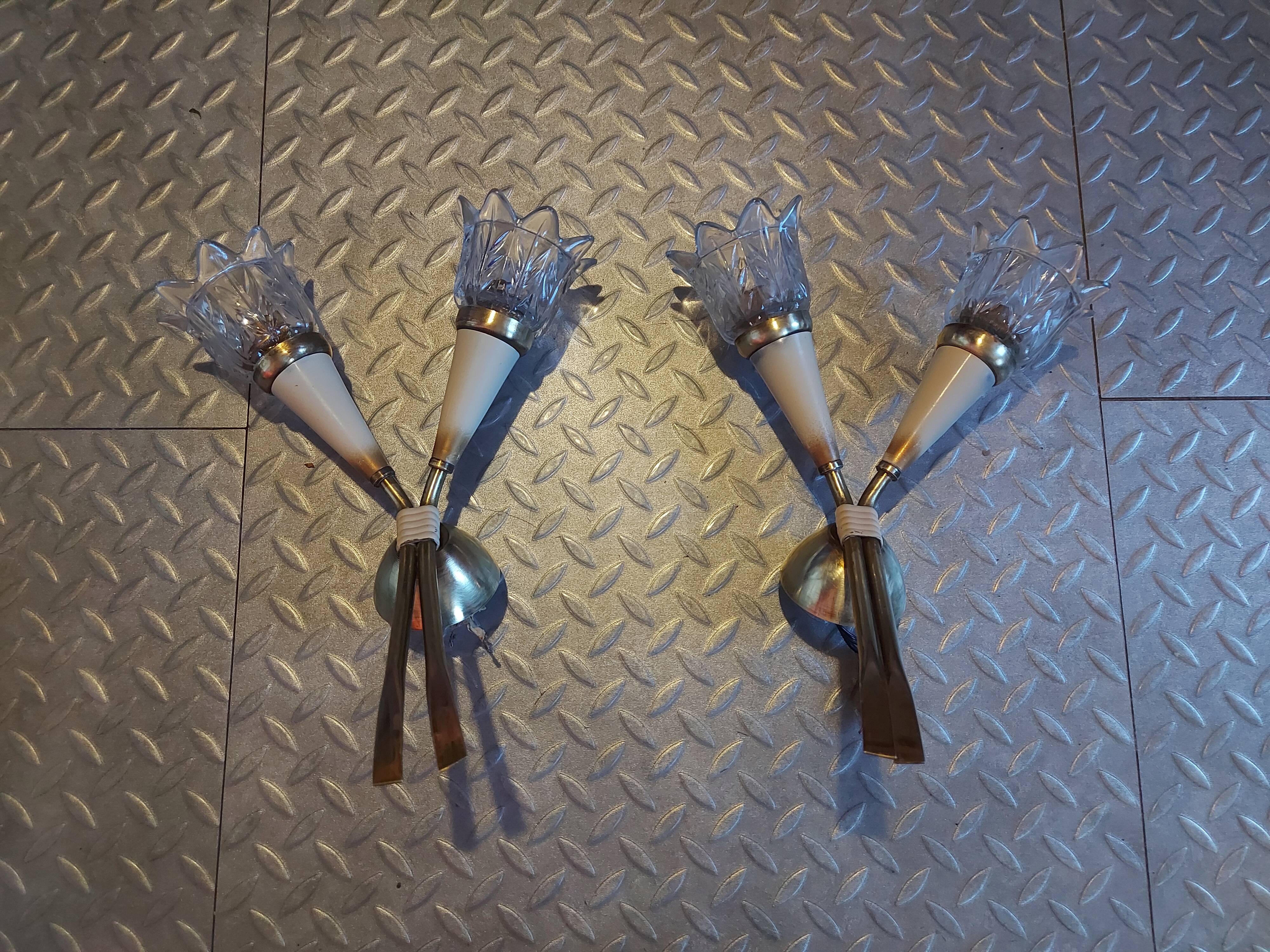 Pair of Lunel brass wall lamps