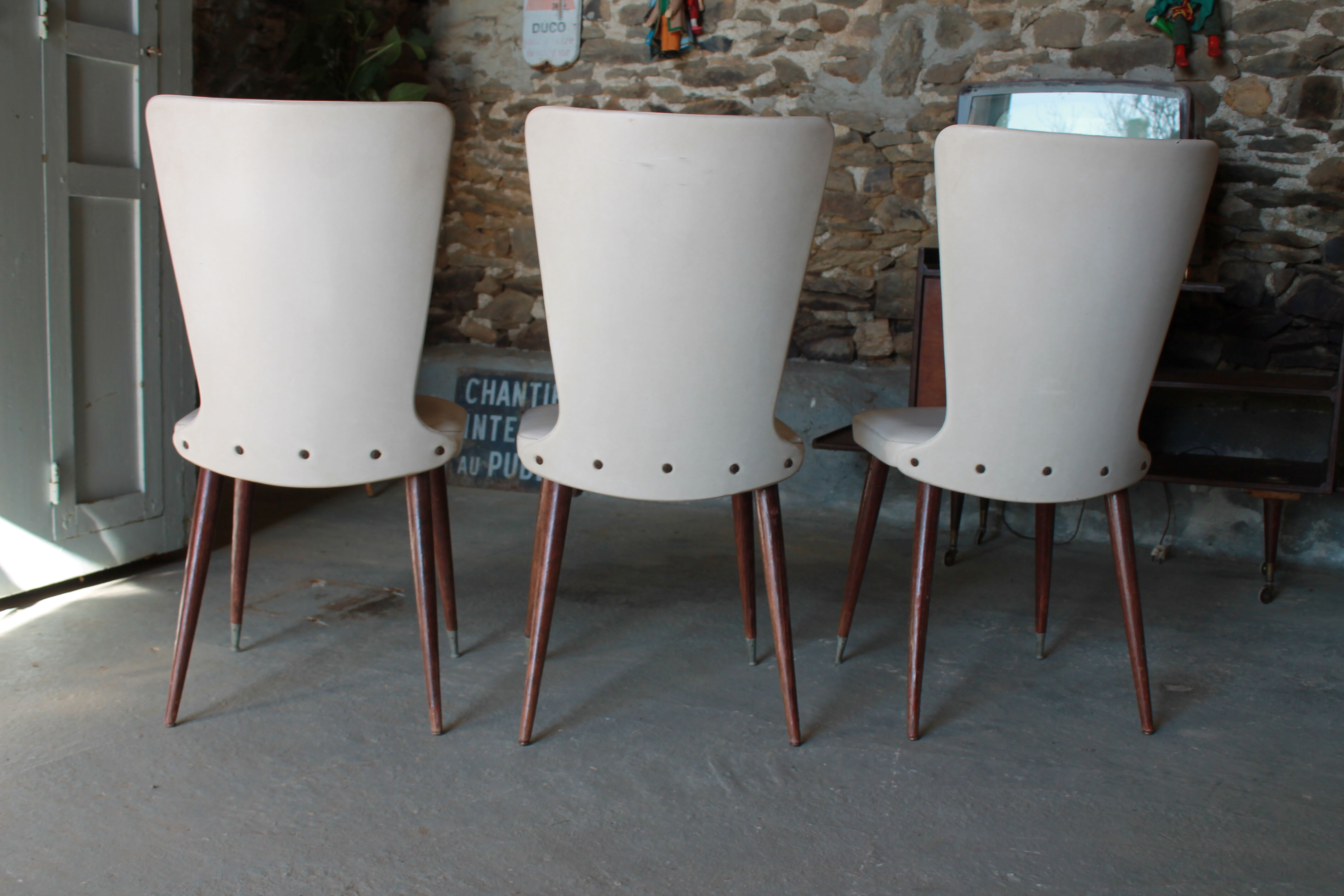3 white Baumann chairs - Essor model