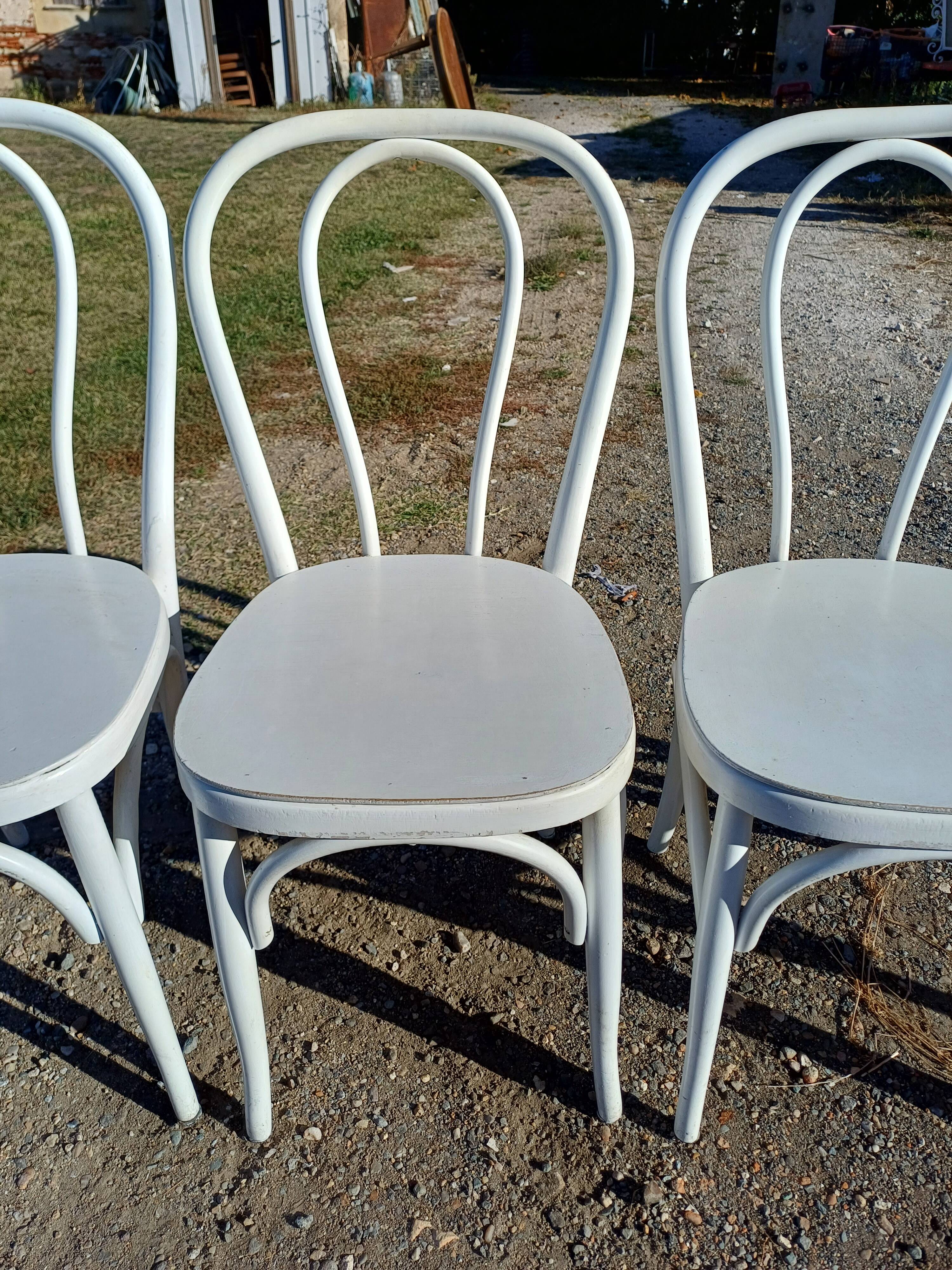 4 Thonet Bistro Chairs Limed Wood White