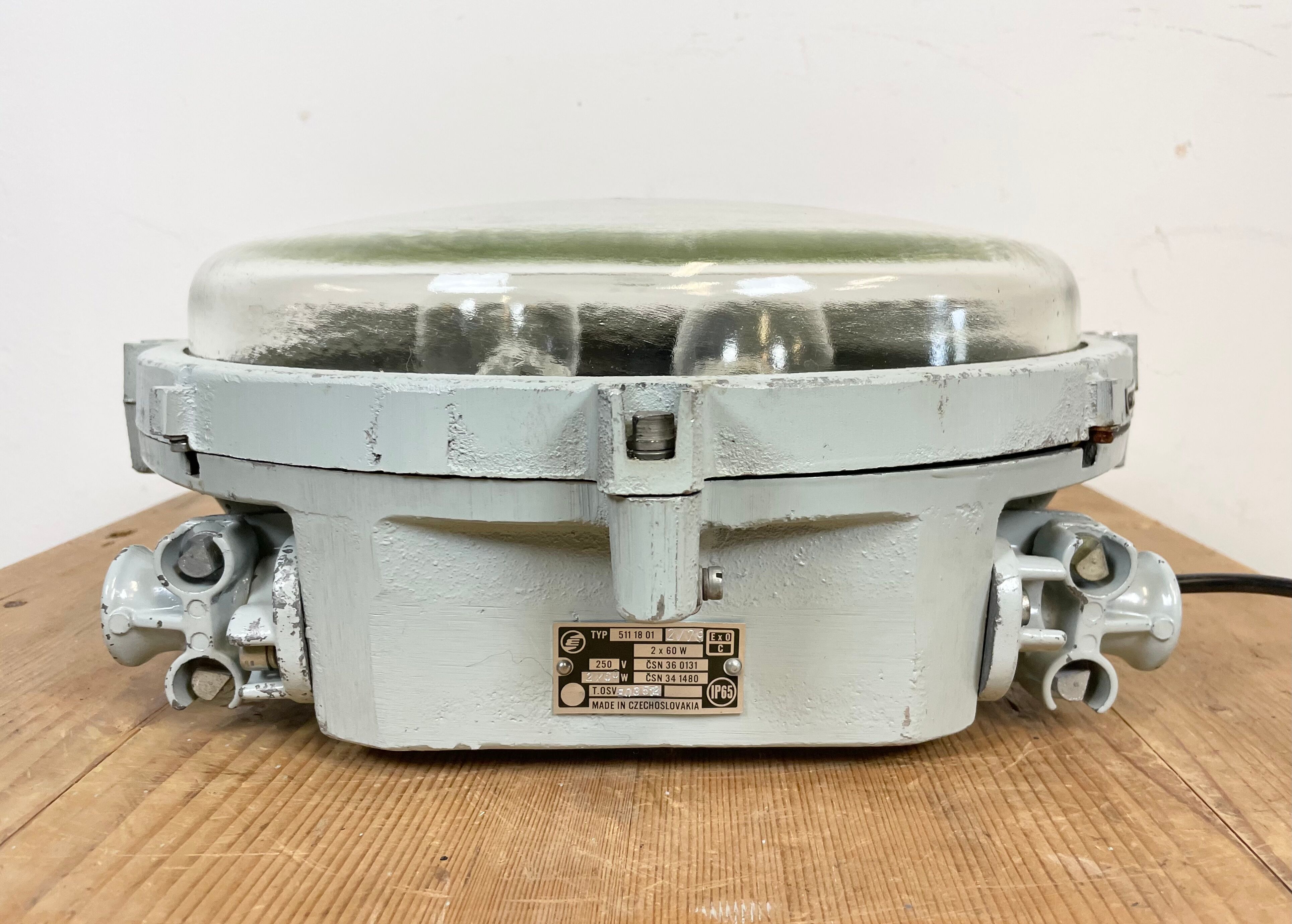 Grey Industrial Cast Aluminium Wall or Ceiling Light from Elektrosvit, 1970s