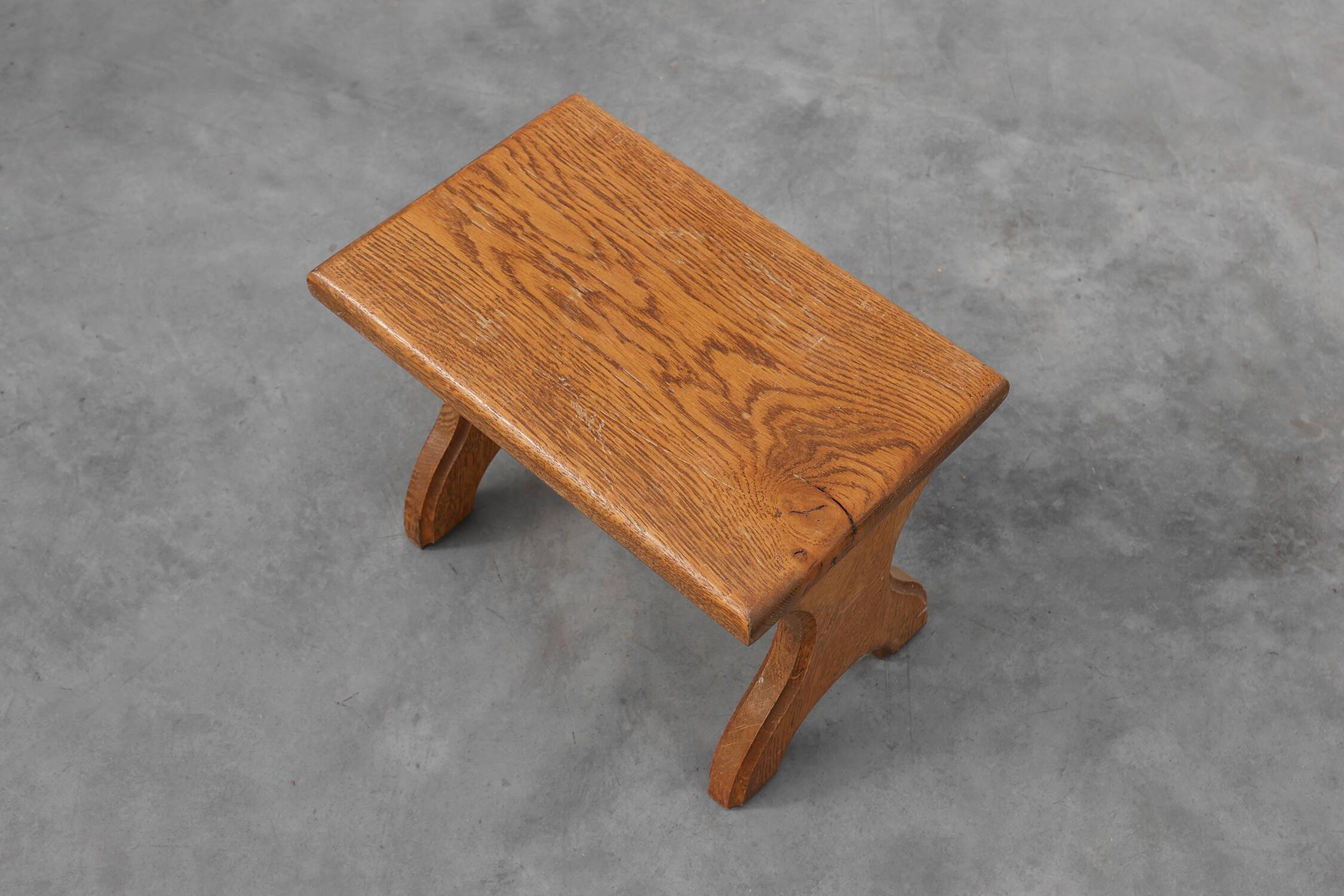 Sculptural hand-carved oak wooden stool, France, ca. 1900
