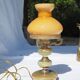 Lamp in onyx, brass and orange opaline lampshade