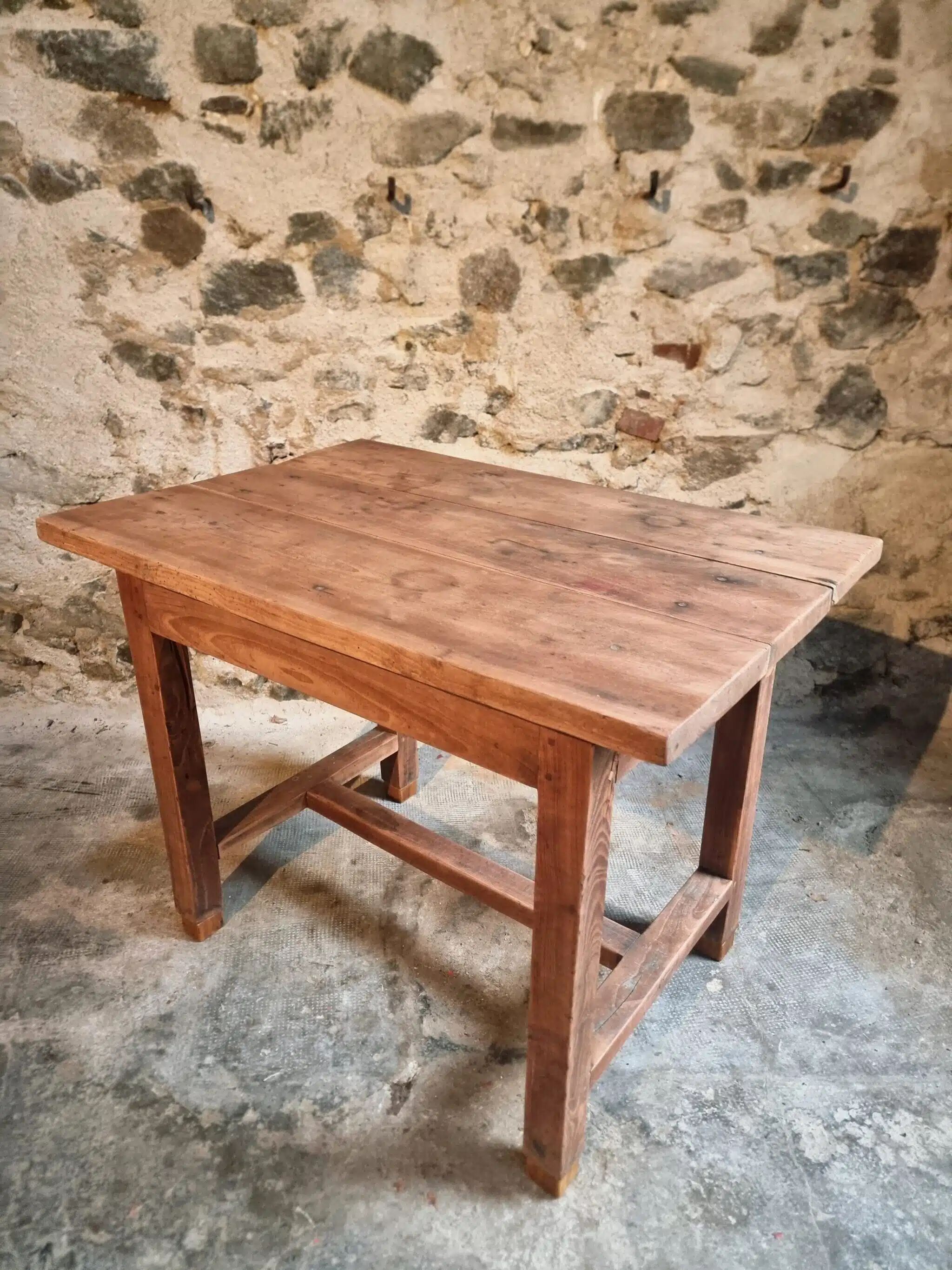 French antique writing desk / work table in cherry wood, 19th century