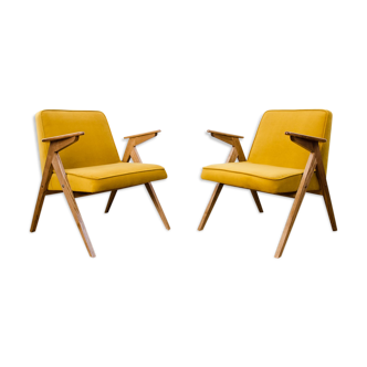 Pair of model 300-177 "Bunny" mustard armchairs, 1970s, set of 2