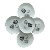 Set of 5 Niderviller Black Rose plates