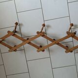 Vintage wooden coat rack imitation bamboo accordion 10 patères