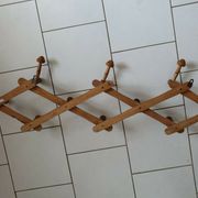 Vintage wooden coat rack imitation bamboo accordion 10 patères