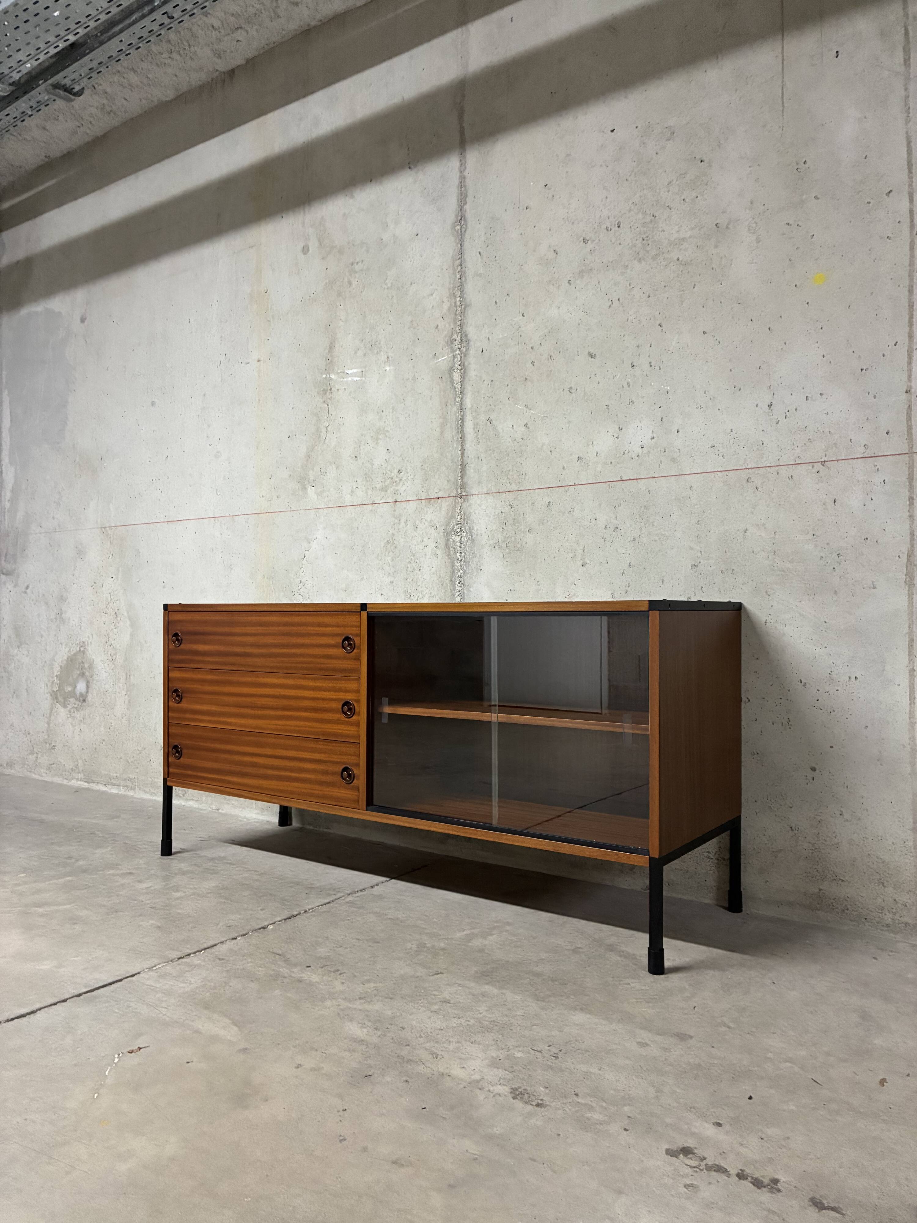 Vintage ARP Guariche Minvielle 1960s enfilade buffet display cabinet