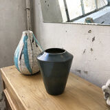 Blue duck speckled ceramic vase