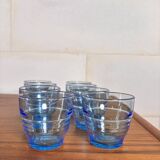 Set of 8 blue Arco France glasses.