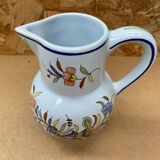 Old pitcher decor rouen geo martel white ceramic vintage flower decor #b644
