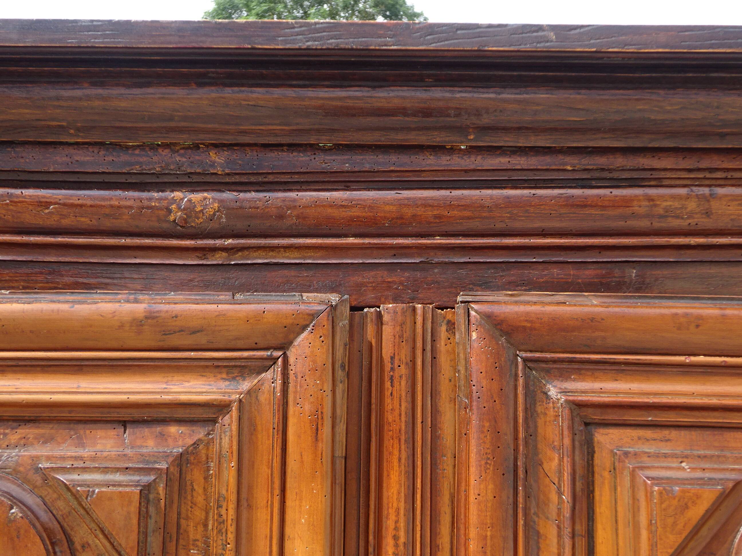Antique Louis XIII wardrobe in solid walnut