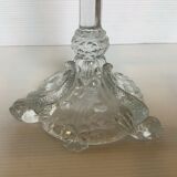 Bougeoir verre moulé épais poissons et fleurs