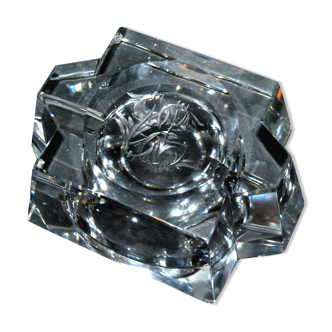 Saint-Louis DESIGN Modernist Crystal Ashtray with Label