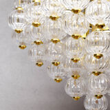 Venini mid century italian flushmount murano glass bubbles and brass chandelier