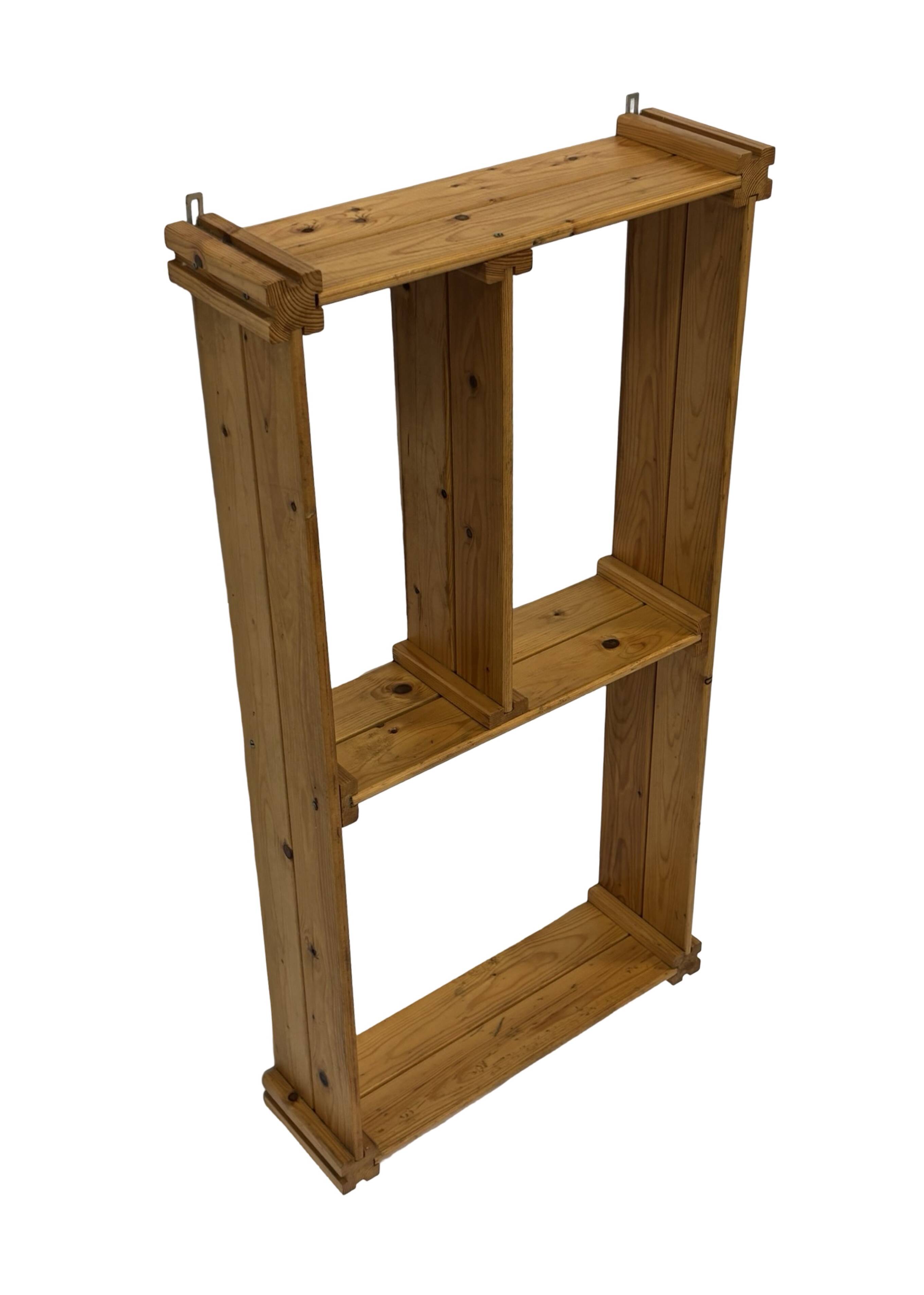 Vintage Wall shelf rack Pinewood wood 70s design