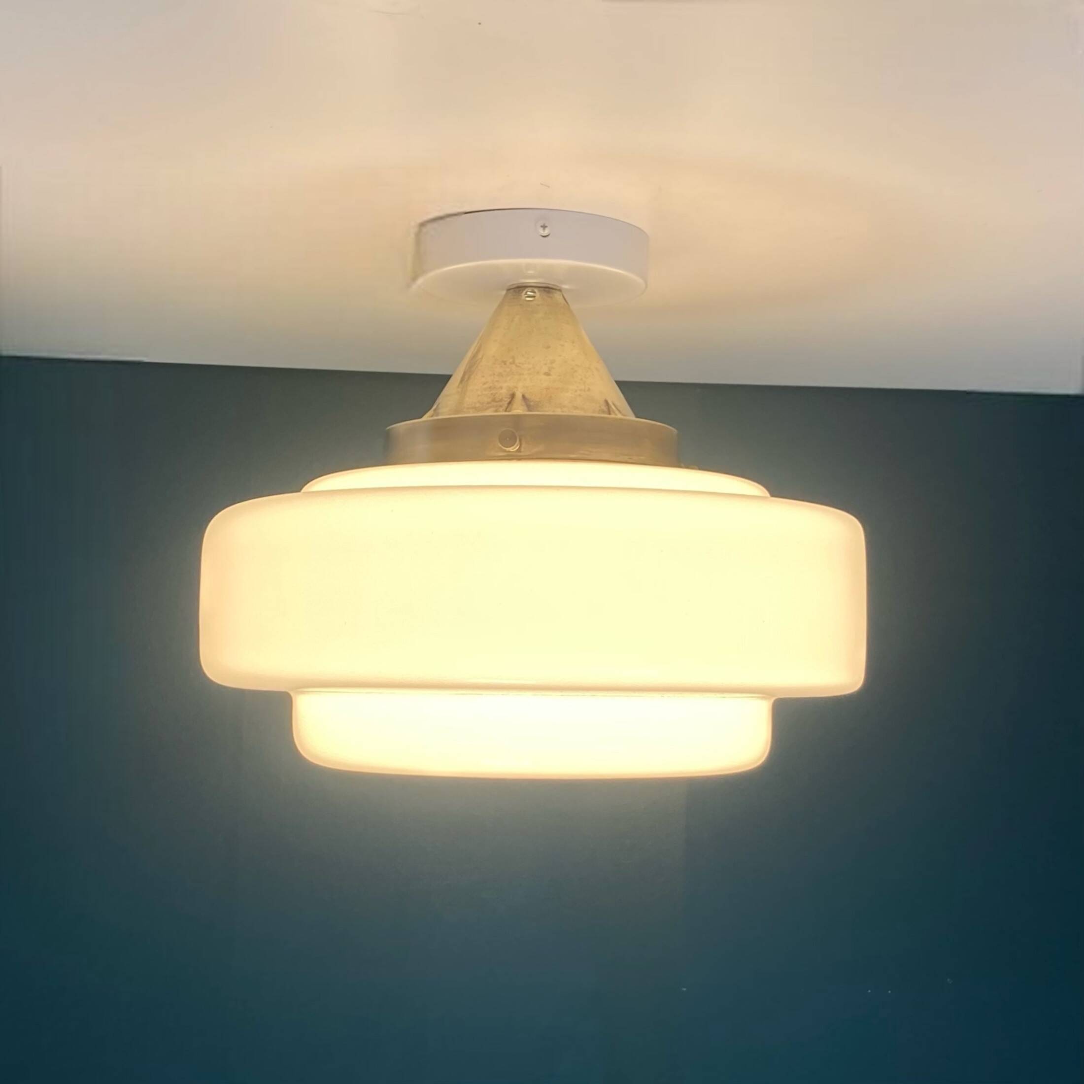 Large white opaline globe ceiling or wall light diameter 34 cm vintage decoration