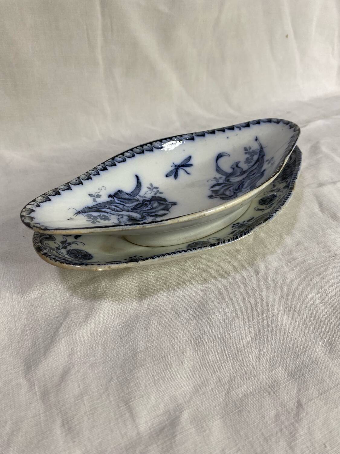Lot de 2 raviers anciens Elchinger Badonviller – décors bleus