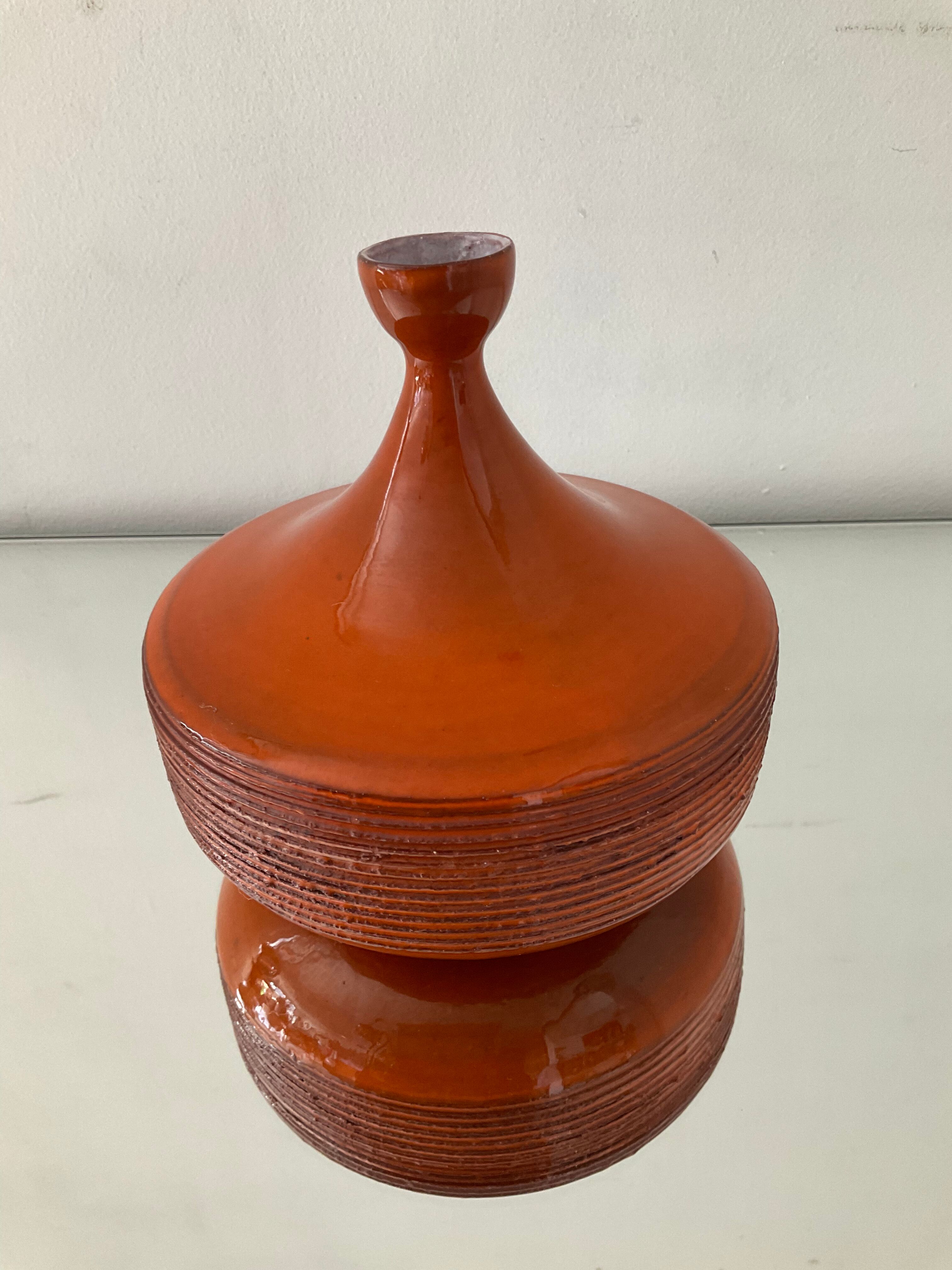 Vase soliflore vintage en terre cuite émaillée