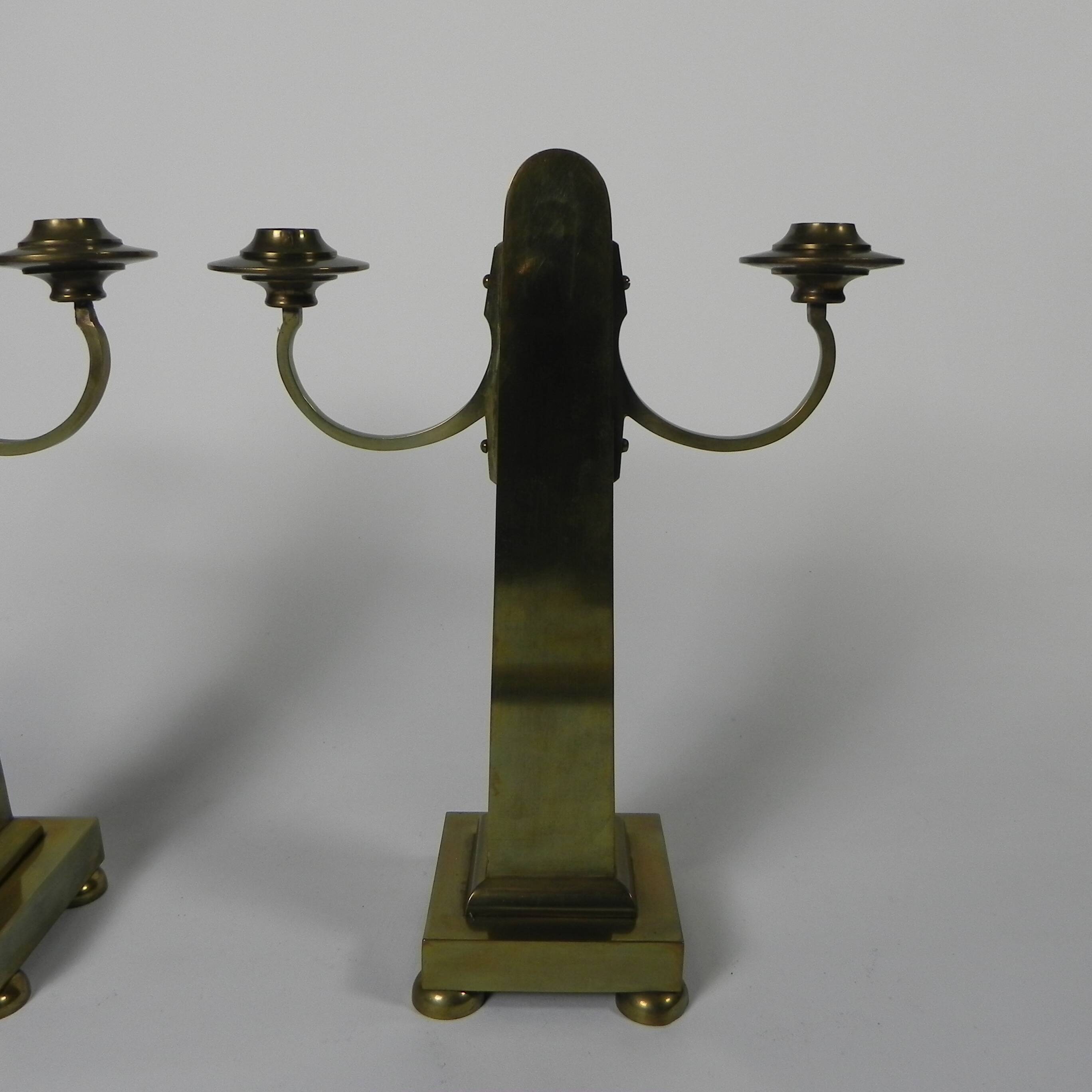 Set of 2 brass Art Nouveau candlesticks, circa 1910