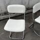 Pair of vintage chrome cantilever chairs, white leatherette – 1970s