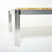 Table basse chrome aluminium travertin jaune George Ciancimino 1975