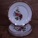 6  Assiettes plate en demi porcelaine signée FB Décor floral
