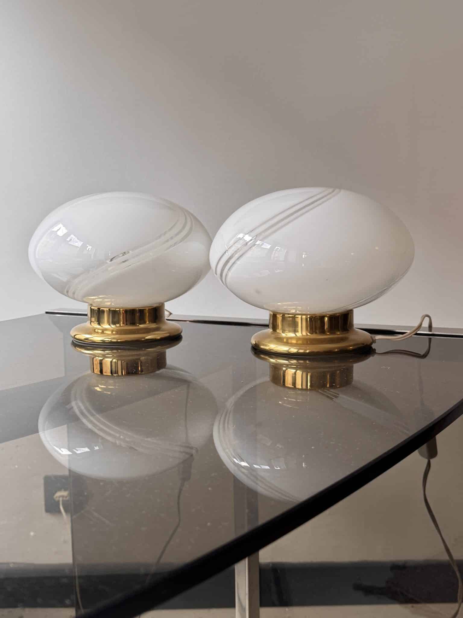 Pair of Murano glass table lamps – Italy, 1970s