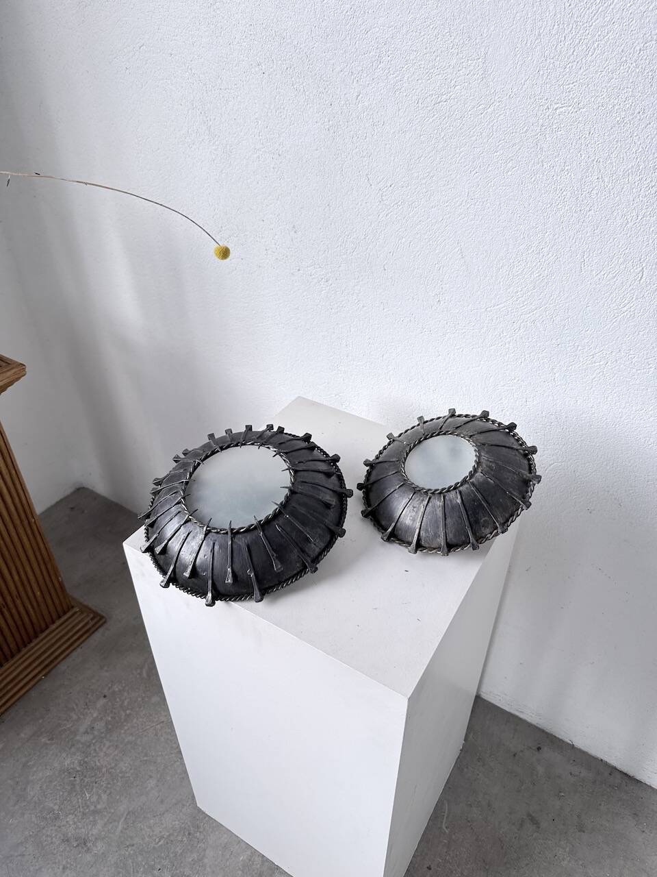 Brutalist "nail" wall sconces