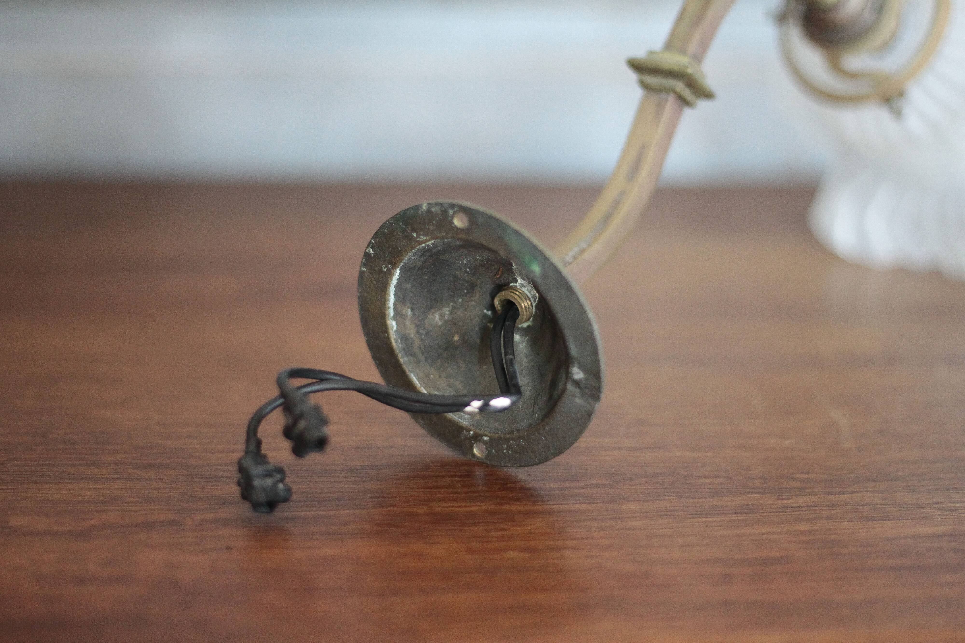 Vintage wall light, bronze swan neck and tulip globe wall light