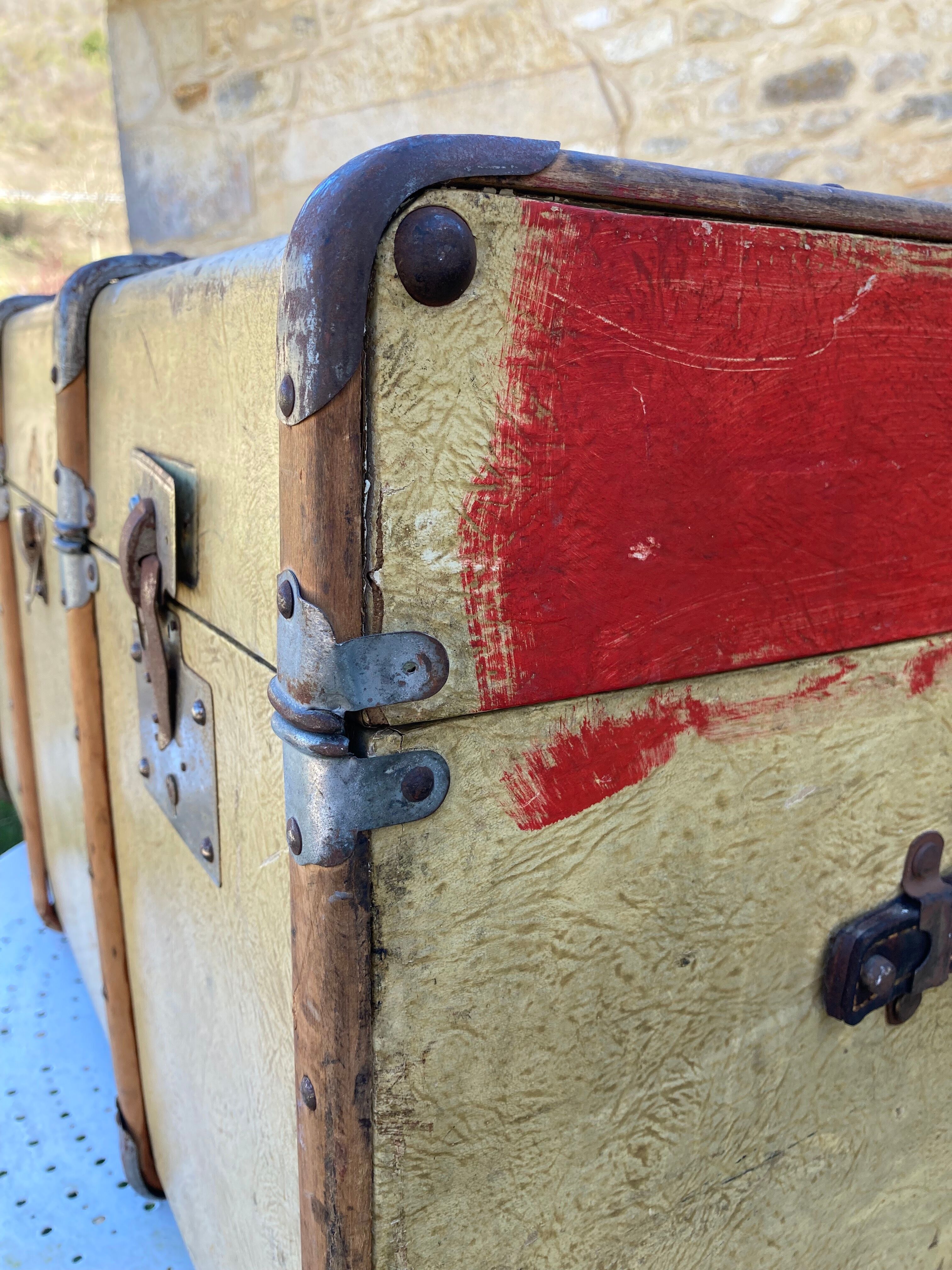 Antique wooden travel trunk