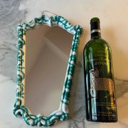 Miroir en céramique verte et blanche par Gmundner Keramik, Autriche, années 1960.
