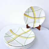 6 Vintage Gien Flat Plates Sarabande Model