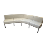 Curved modular banquette Bene cream leather – 24 modules – Austria 2008