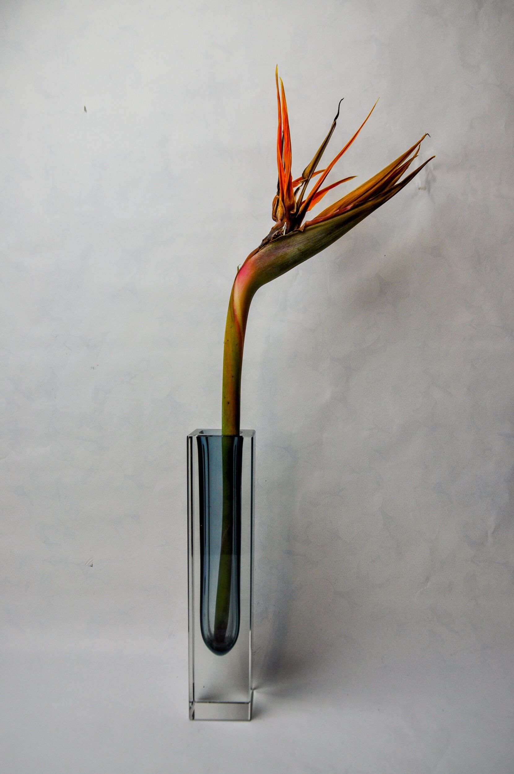 Blue grey cubic sommerso vase by seguso, murano, Italy, 1970