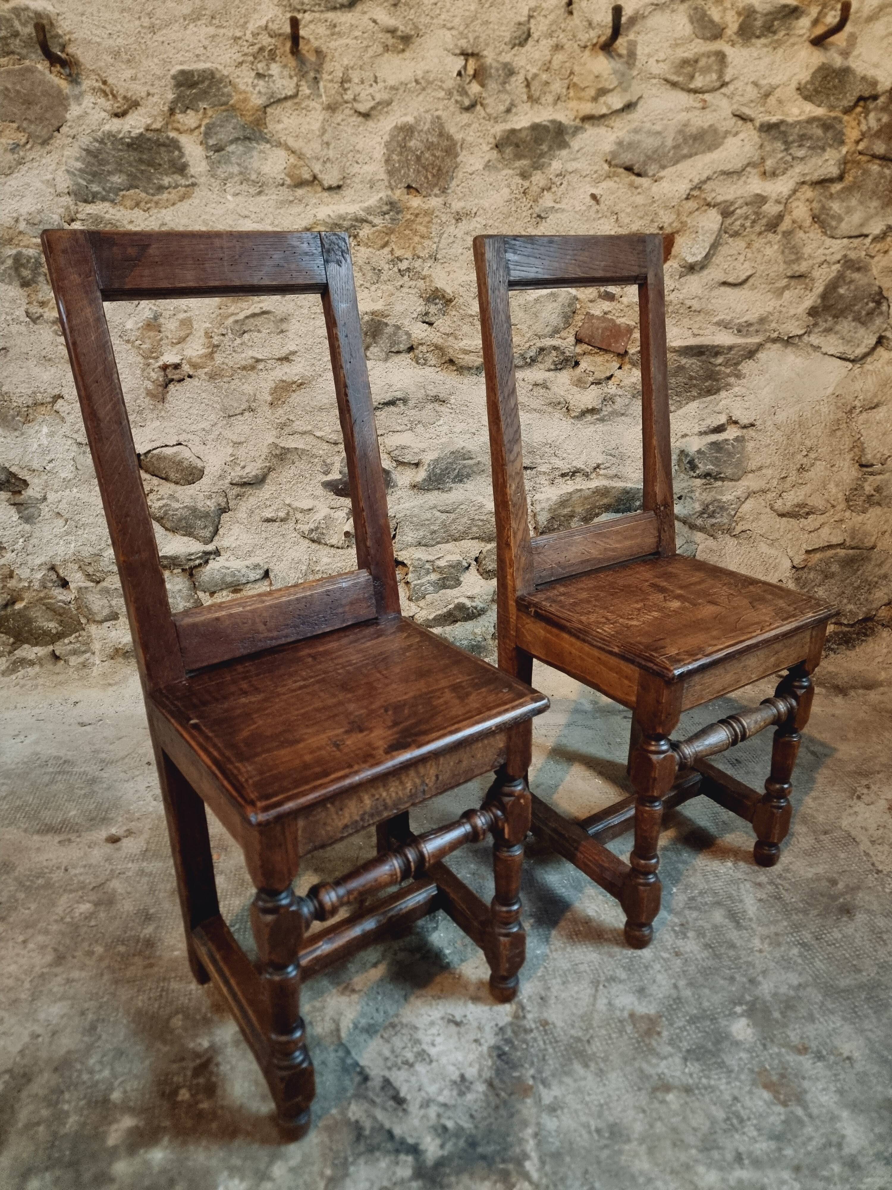 Set of 2 Antique Oak Chairs – 19th Century, Auvergne