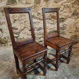 Set of 2 Antique Oak Chairs – 19th Century, Auvergne