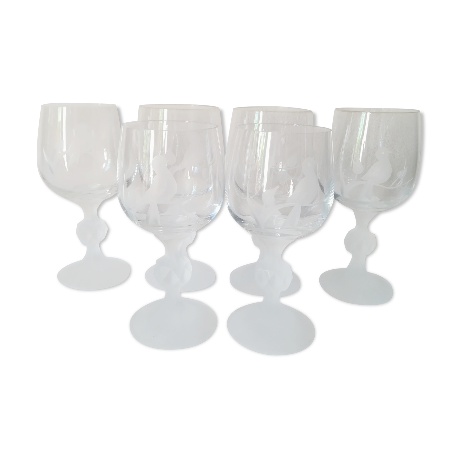 Set of 6 engraved crystal glasses
