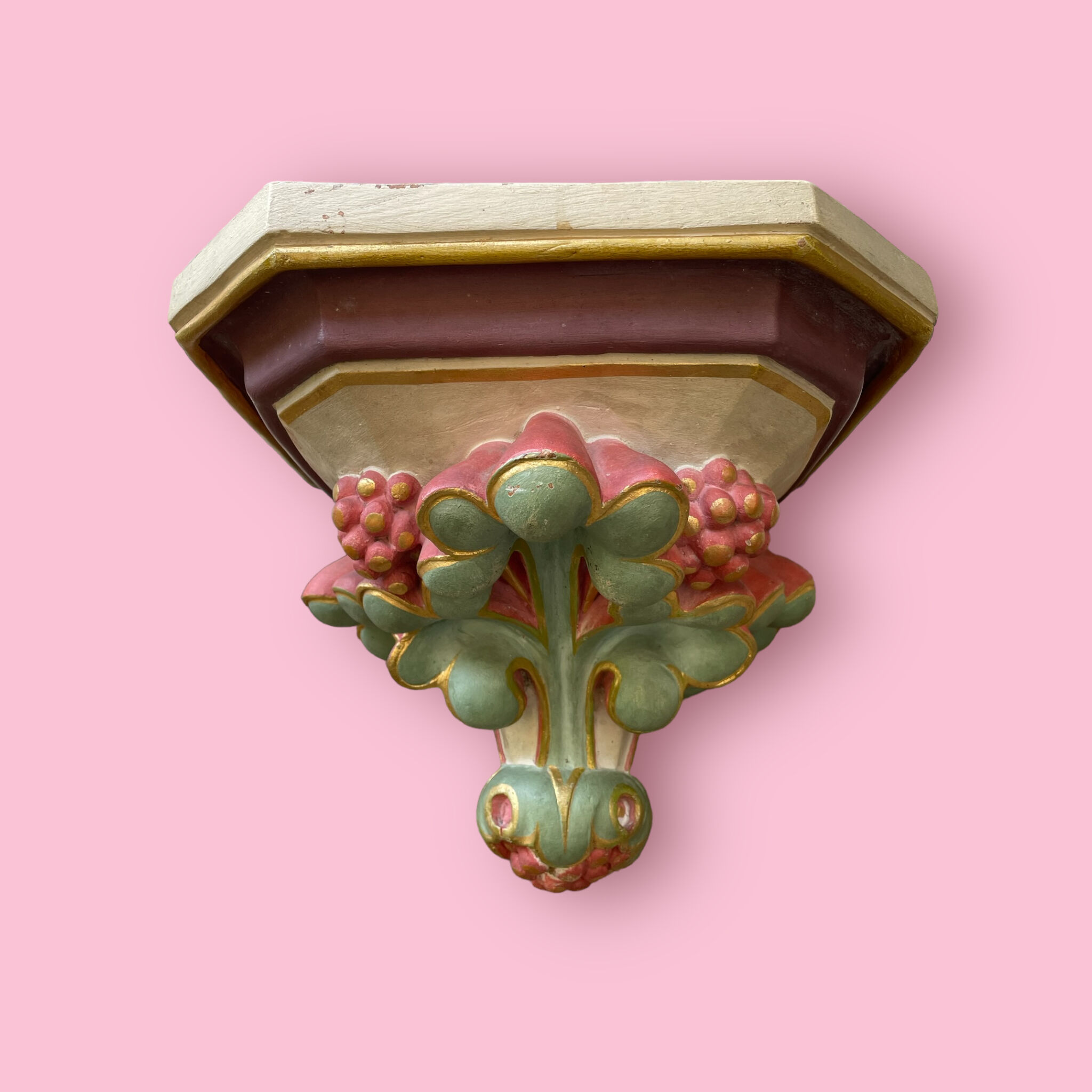 Polychrome plaster wall console