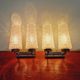 Pair of double wall lights in glass and blue lacquered metal, 1950s-60s