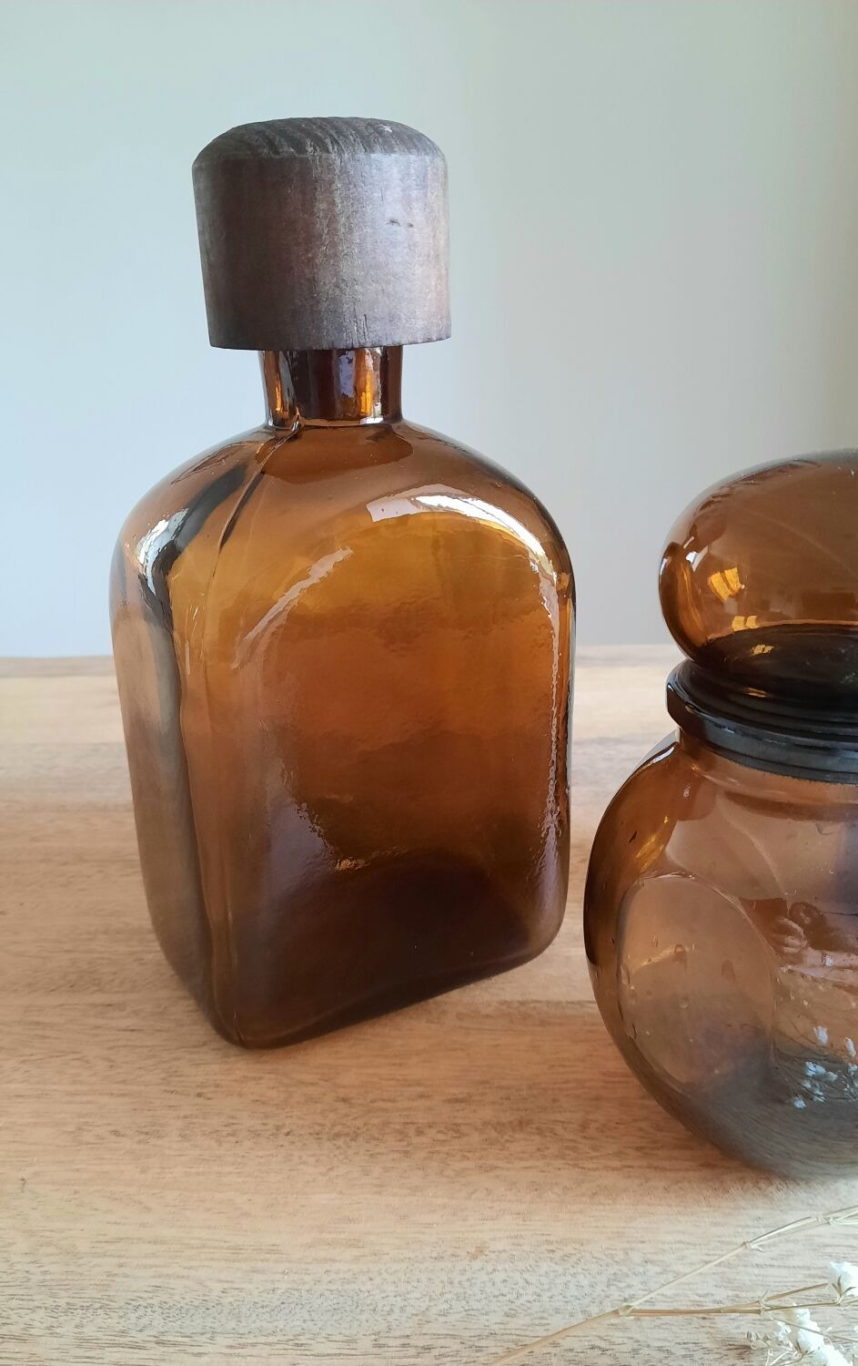 Amber glass bottles