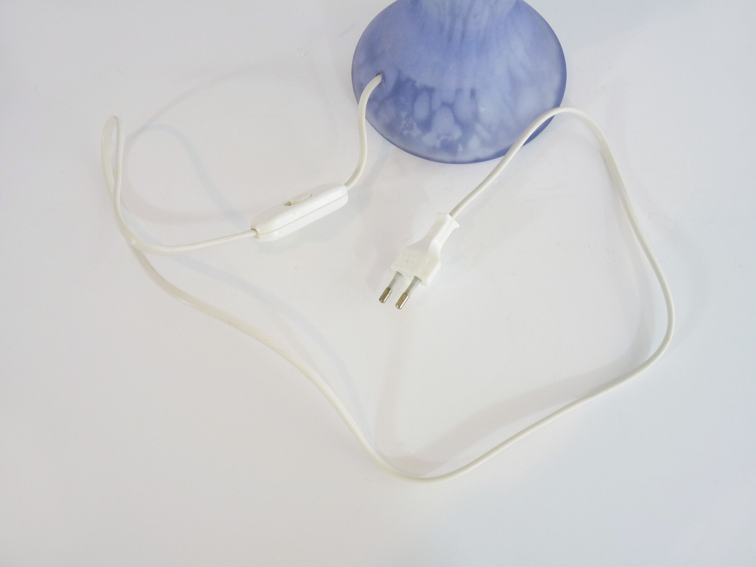2-light white spotted glass paste mushroom lamp, Art Deco style. Year 60