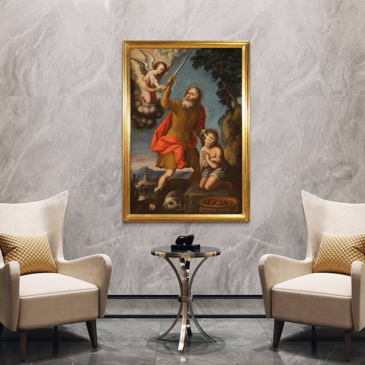 Religious painting from the 17th century, Sacrifice of Isaac