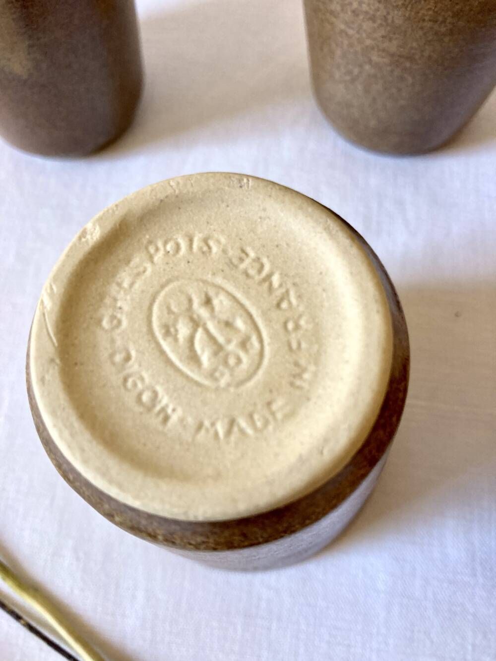 Set of 12 glazed stoneware cups, Digoin Stoneware Pots