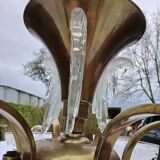 Antique Art Deco brass and glass chandelier