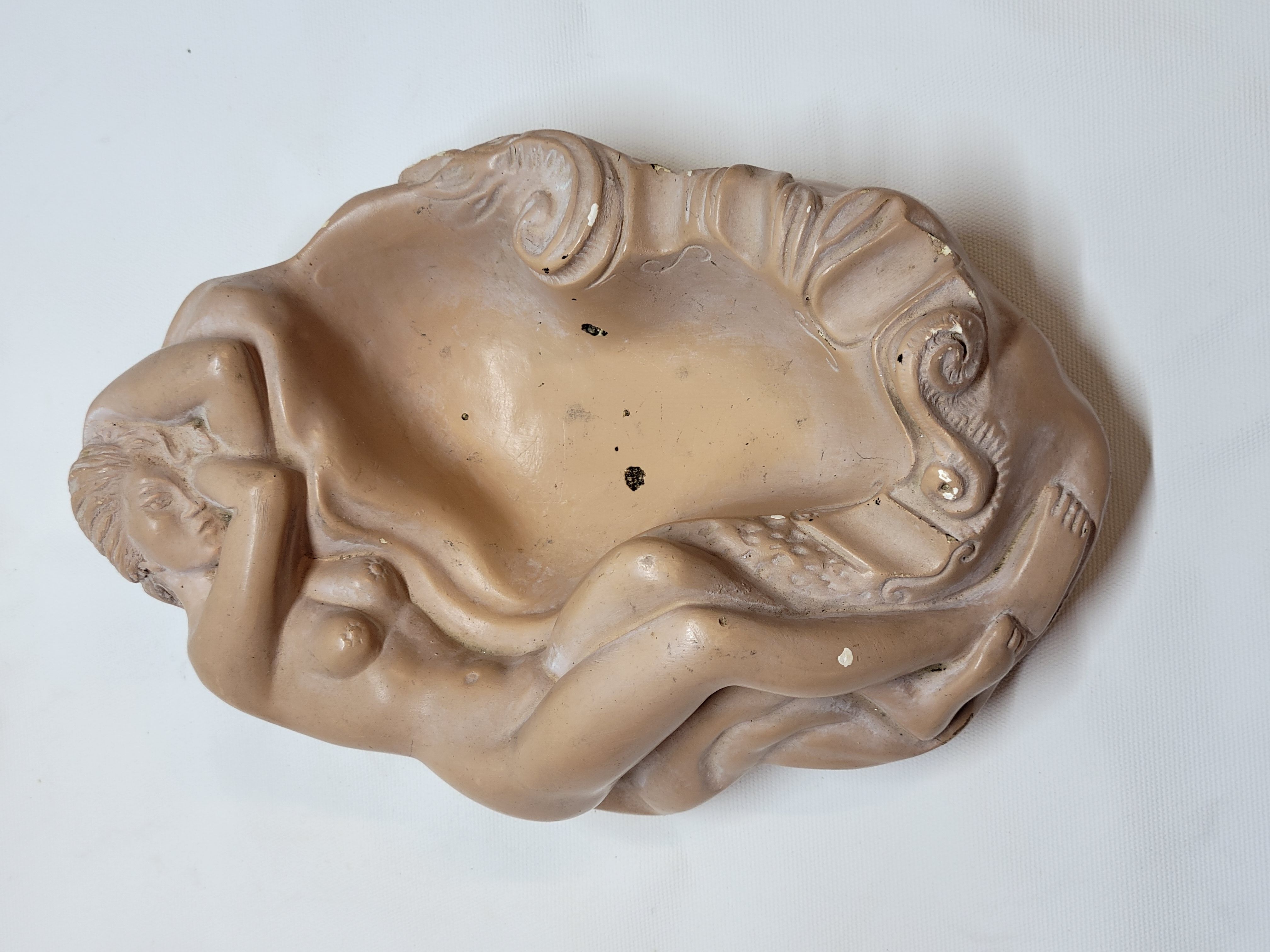 Empty plaster pocket sleeping woman art nouveau signed Carlo Conte